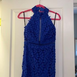 Bardot Blue Lace Halter Midi Dress